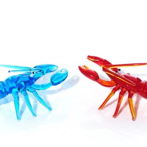 Hand Blown Glass Lobster Ornament Set