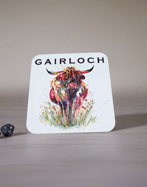 Gairloch Highland Cow Multi Coloured Coaster