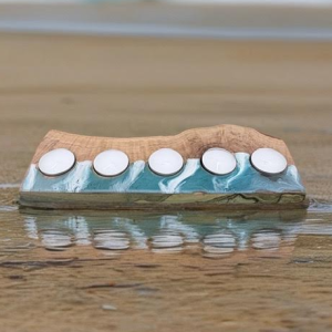 Coastal Olive Wood & Resin Quintuple Tea Light Holder