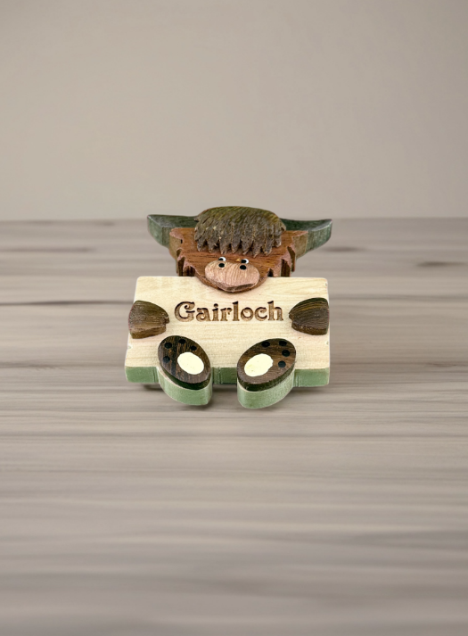 Highland Cow With Gairloch Sign