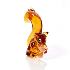 Glass Squirrel With Acorn