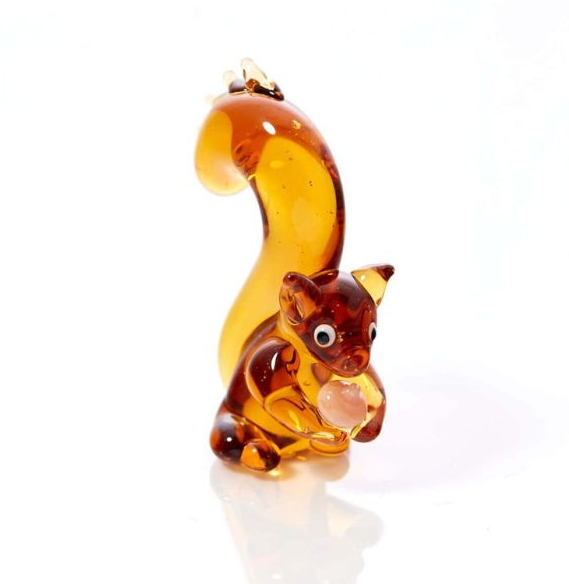 Glass Squirrel With Acorn