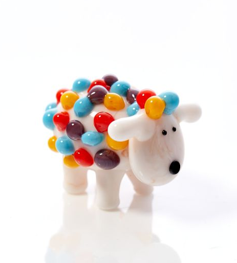 Glass Bobbly Sheep Ornament Multicolour