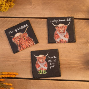Highland Cow Slate Coasters