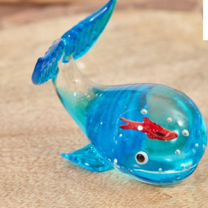 Glass Whale With Red Fish Inside