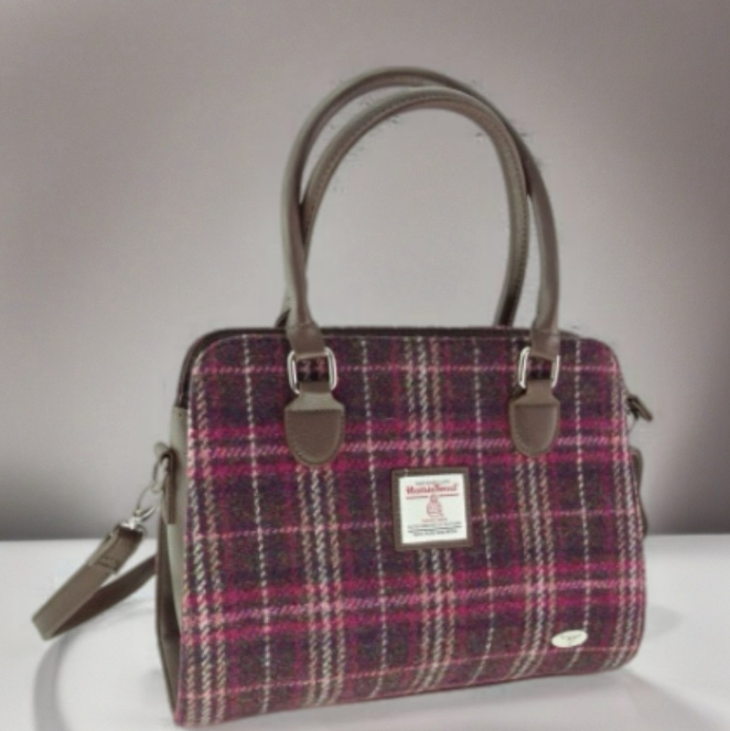 Harris Tweed 'Findhorn' Midi Tote Bag in Purple Check