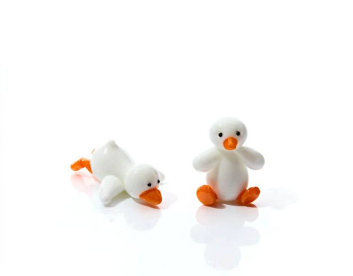 Glass Duck Two Assorted Poses Hand Blown