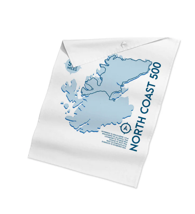 NC500 Map Organic Cotton Tea Towel