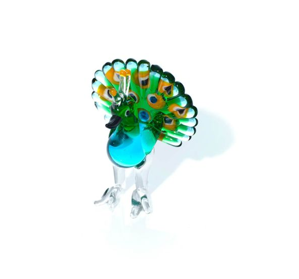 Hand Blown Glass Peacock