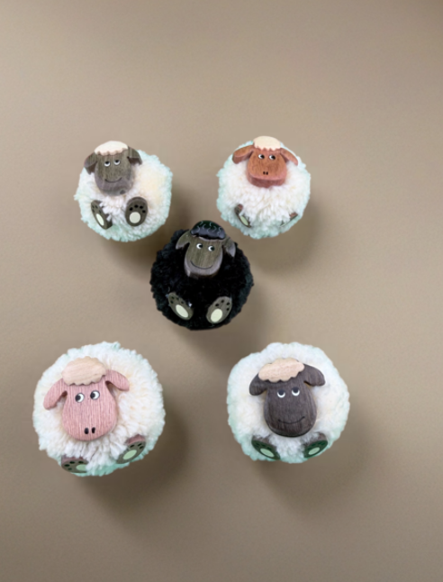 Sheep Pom Pom Magnets