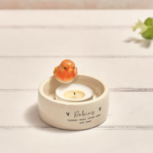 Small Boxed Robins Appear 3D Ceramic Tealight Holder
